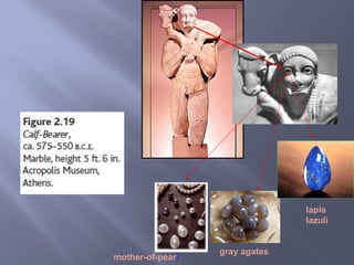 mother-of-pearl
gray agates
lapis
lazuli
 