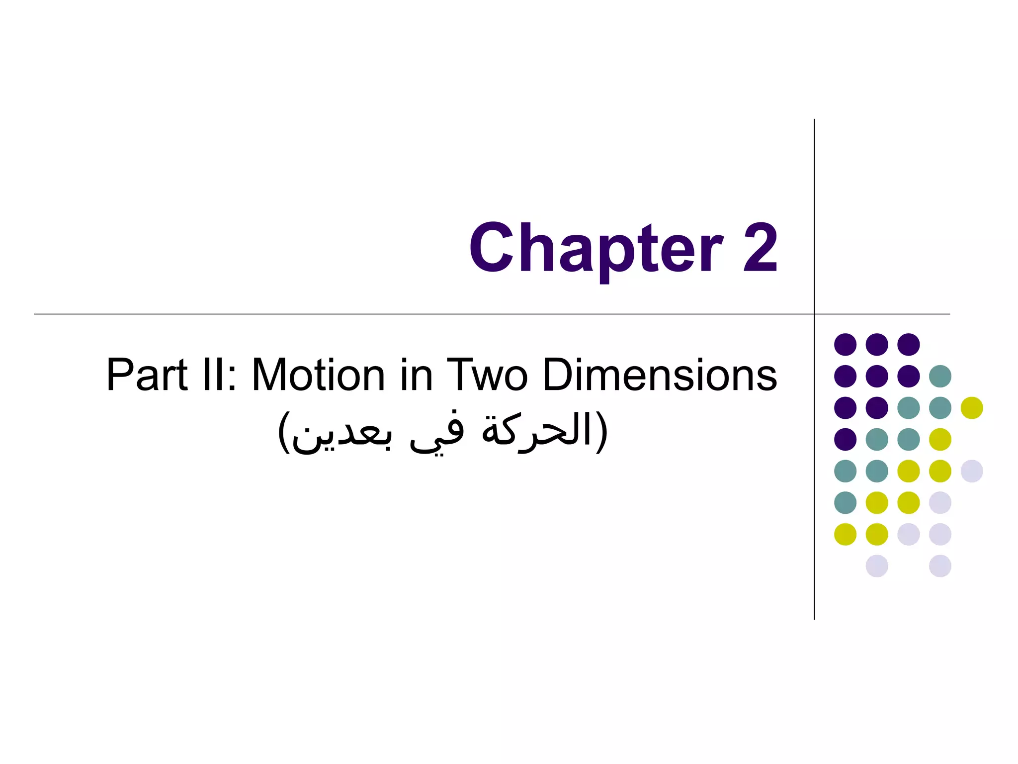 Chapter 2
Part II: Motion in Two Dimensions
(‫)الحركة في بعدين‬

 