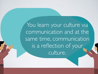 You learn your culture via
communication and at the
same time, communication
is a reflection of your
culture.
 