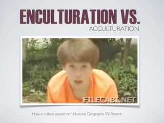 ENCULTURATION VS.
ACCULTURATION
National GeographicTV Report
How is culture passed on?
 