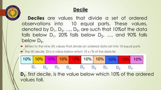Decile In Statistics Test Example Comprehensive Guide to Descriptive Statistics Using MS Excel and SPSS | PDF