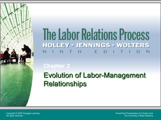 Chapter 2
                                     Evolution of Labor-Management
                                     Relationships


Copyright © 2009 Cengage Learning.                       PowerPoint Presentation by Charlie Cook
All rights reserved.                                            The University of West Alabama
 