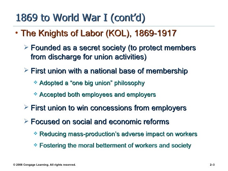 Chapter 2 evolution of labor-management relationships Knights Of Labor Union