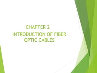 INTRODUCTION OF FIBER
OPTIC CABLES
CHAPTER 2
 