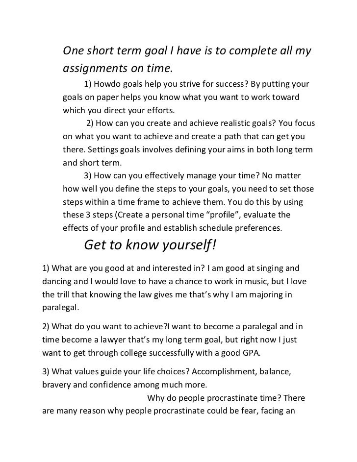 Chapter 2 goals and time management discussion
