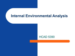Internal Environmental Analysis




               HCAD 5390
 