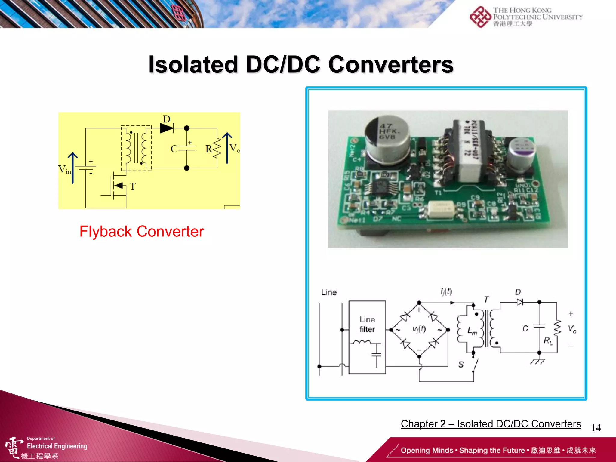 Isolated DC/DC Converters
14
Flyback Converter
Chapter 2 – Isolated DC/DC Converters
 