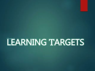 LEARNING TARGETS
Chapter 2
 