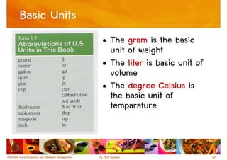 Basic Units
              • The gram is the basic
                unit of weight
              • The liter is basic unit of
                volume
              • The degree Celsius is
                the basic unit of
                temparature



                                             34
 