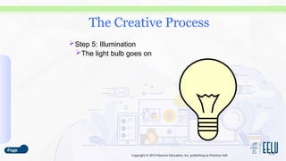 Copyright © 2015 Pearson Education, Inc. publishing as Prentice Hall.
Step 5: Illumination
The light bulb goes on
3-26
The Creative Process
 