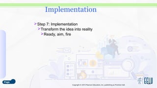 Copyright © 2015 Pearson Education, Inc. publishing as Prentice Hall.
Step 7: Implementation
Transform the idea into reality
Ready, aim, fire
3-31
Implementation
 
