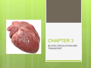 CHAPTER 3
BLOOD CIRCULATION AND
TRANSPORT
 