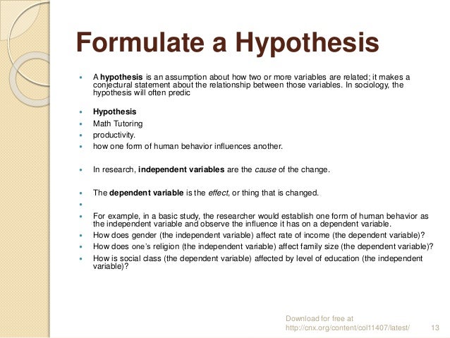 hypothesis examples of sociology