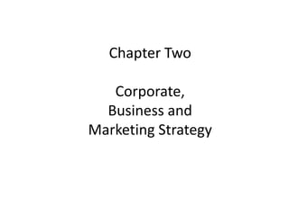 Chapter Two
Corporate,
Business and
Marketing Strategy
 