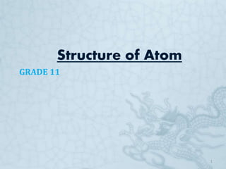 Structure of Atom
1
GRADE 11
 