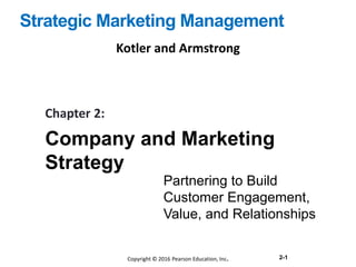 Chapter 2:
Company and Marketing
Strategy
2-1
Strategic Marketing Management
Kotler and Armstrong
Partnering to Build
Customer Engagement,
Value, and Relationships
Copyright © 2016 Pearson Education, Inc.
 