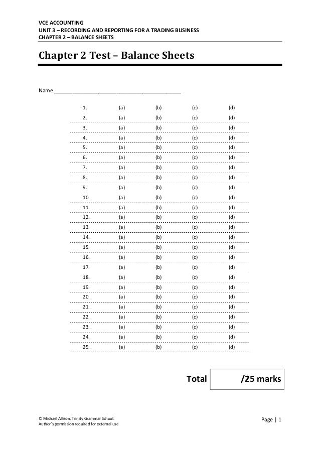balance sheets
