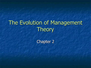 The Evolution of Management Theory Chapter 2 