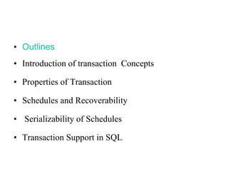 Chapter 2 -Transaction management lecture notes | PDF