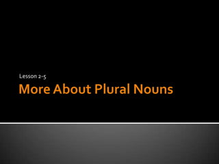More About Plural NounsLesson 2-5