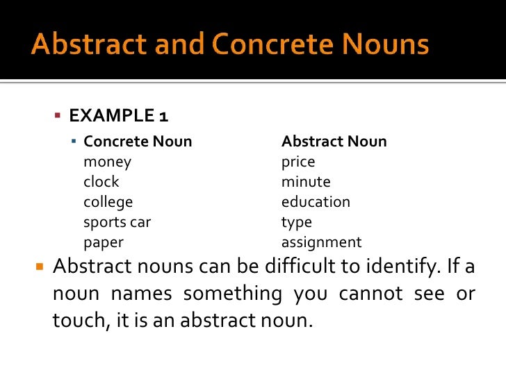 Examples of Abstract Nouns