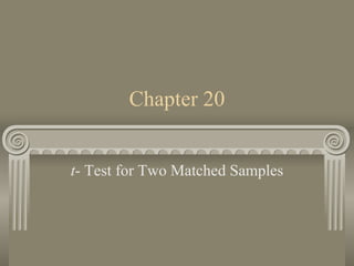 Chapter 20 t - Test for Two Matched Samples 
