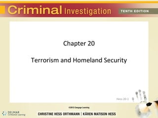 Chapter 20

Terrorism and Homeland Security




                           Hess 20-1
 