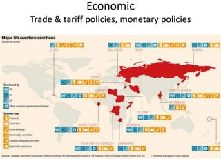 Economic
Trade & tariff policies, monetary policies
 
