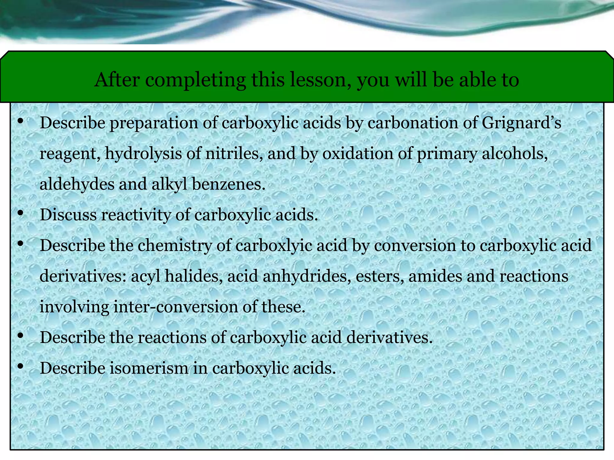 Chapter 20 carboxylic acids and functional derivatives | PPTX
