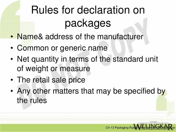Packaging rules in the context of Distribution