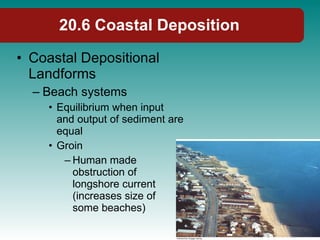 20.6 Coastal Deposition <ul><li>Coastal Depositional Landforms </li></ul><ul><ul><li>Beach systems </li></ul></ul><ul><ul>...