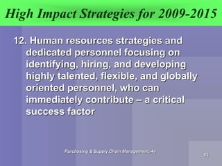 High Impact Strategies for 2009-2015
12. Human resources strategies and
dedicated personnel focusing on
identifying, hirin...