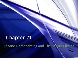 Chapter 21
Second Homecoming and The La Liga Filipina
 