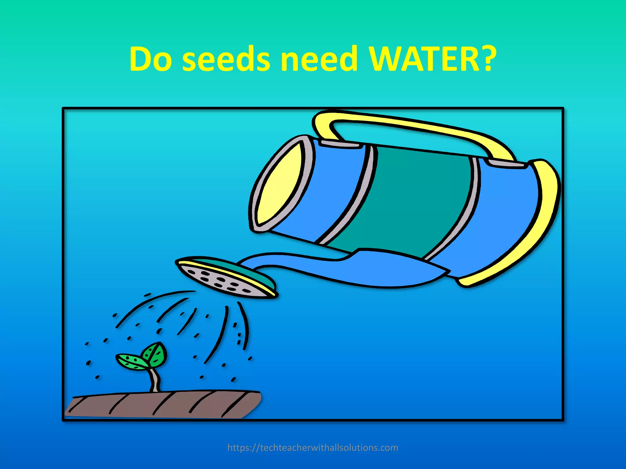 Do seeds need WATER?
https://techteacherwithallsolutions.com
 