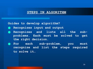 Chapter 2 ALGORITHM Explore the concept of algorithm: pseudocode and ...