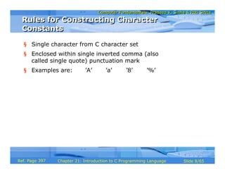 Science/computer Character Constant Chapter 21 c language | PDF