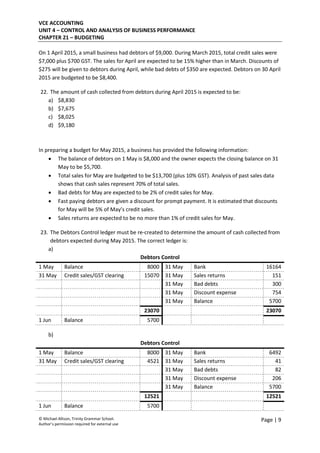 Chapter 21 Budgeting - Test 1 | PDF