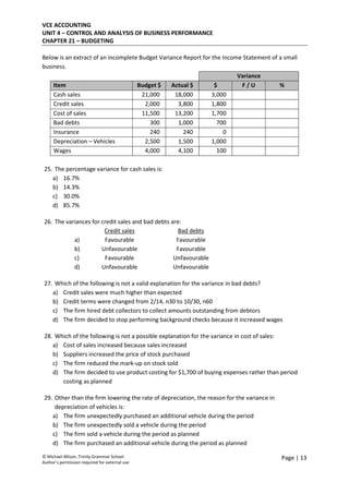 Chapter 21 Budgeting - Test 2 | PDF