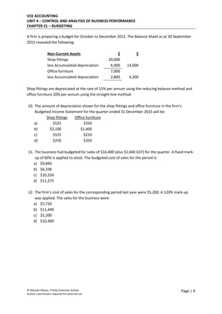 Chapter 21 Budgeting - Test 2 | PDF