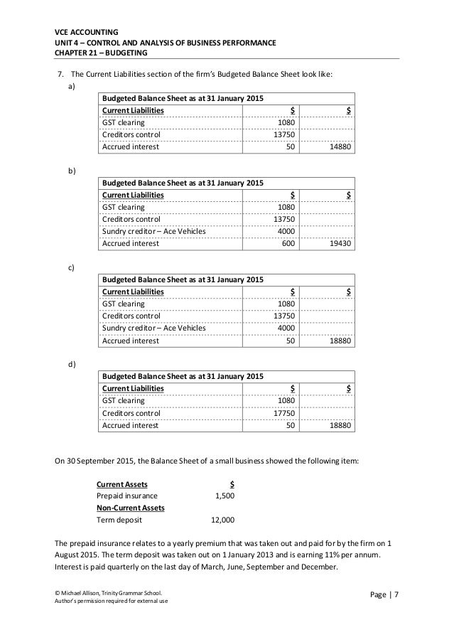 Chapter 21 Budgeting Test 2