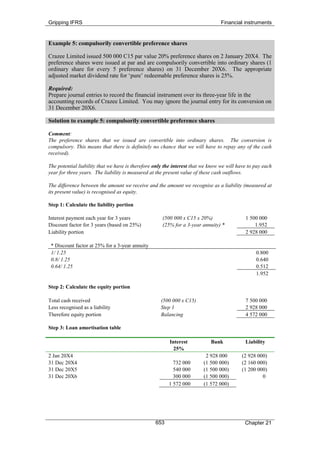 Ifrs Convertible Instruments Example Chapter21 financialinstruments2007 | PDF