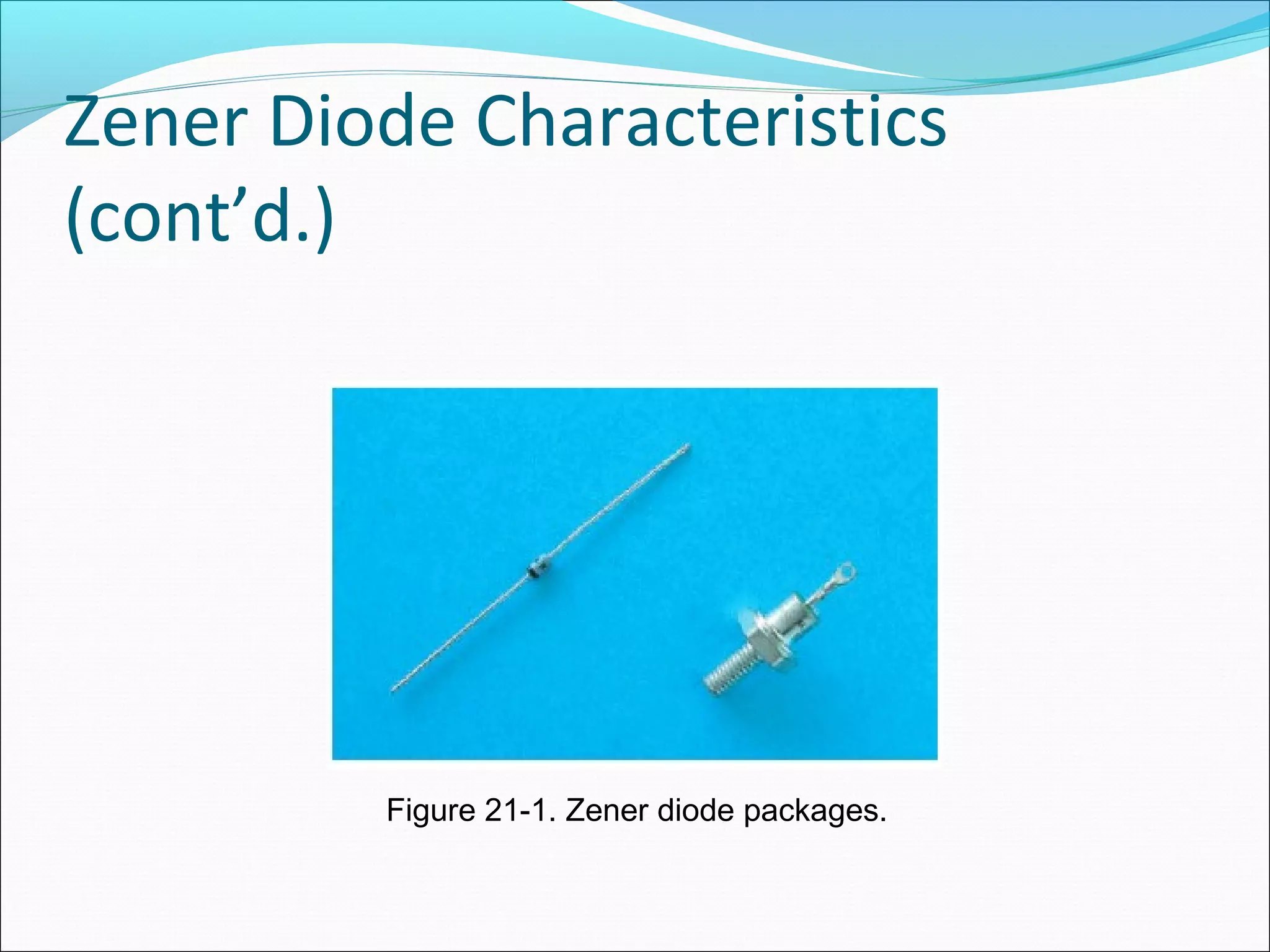 Zener Diode Characteristics
(cont’d.)
Figure 21-1. Zener diode packages.