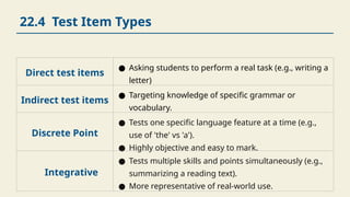 Chapter 22 Testing and Evaluation in English Language Teaching | PPTX