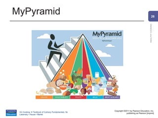 MyPyramid                                                                                            26




                                                                                             HEALTHY COOKING
                                                       Copyright ©2011 by Pearson Education, Inc.
 On Cooking: A Textbook of Culinary Fundamentals, 5e
                                                                   publishing as Pearson [imprint]
 Labensky • Hause • Martel
 