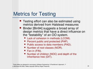 Halstead Metrics Example Product Metrics in the course on Software Engineering | PDF