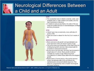6
Neurological Differences BetweenNeurological Differences Between
a Child and an Adulta Child and an Adult
Elsevier items and derived items © 2011, 2007, 2006 by Saunders, an imprint of Elsevier Inc.
 