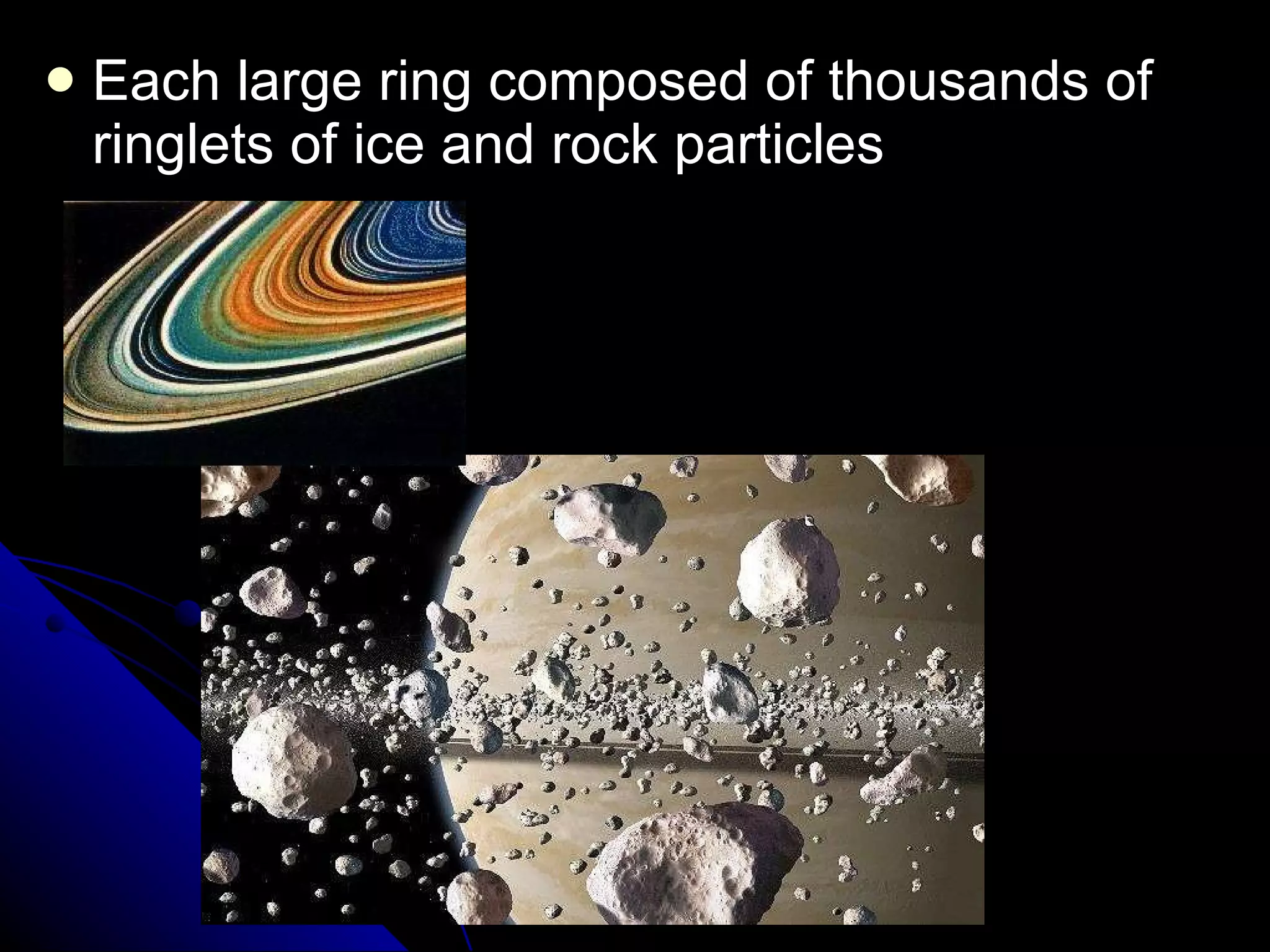 Each large ring composed of thousands of ringlets of ice and rock particles 