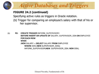 FIGURE 24.2 (continued) Specifying active rules as triggers in Oracle notation.  (b) Trigger for comparing an employee’s salary with that of his or her supervisor. Active Databases and Triggers 