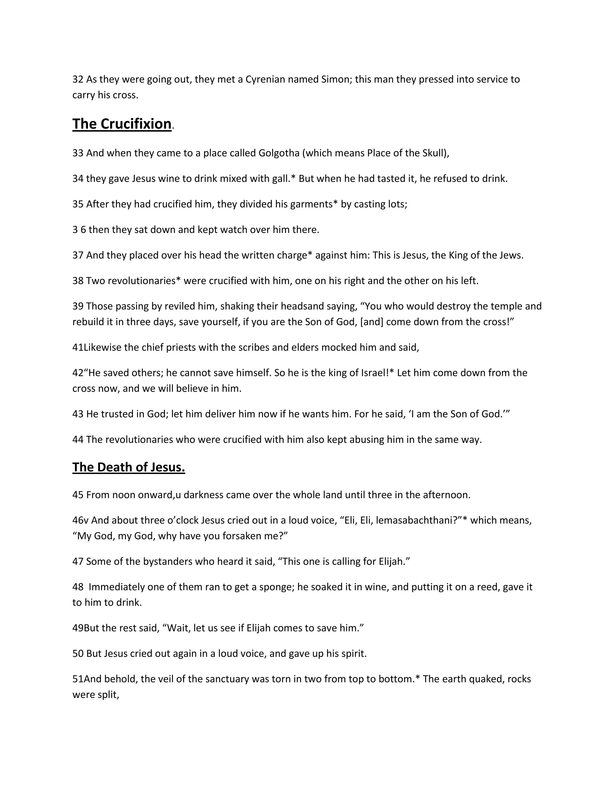 Notes on Matthew Chapter 27 | DOCX