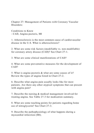 Chapter 27 Management of Patients with Coronary Vascular Disord.docx